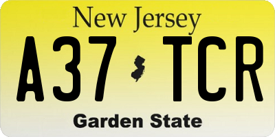 NJ license plate A37TCR