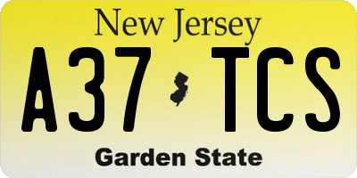 NJ license plate A37TCS