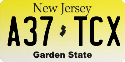 NJ license plate A37TCX