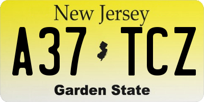 NJ license plate A37TCZ