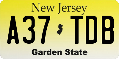 NJ license plate A37TDB