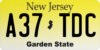 NJ license plate A37TDC