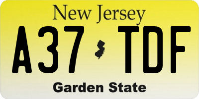 NJ license plate A37TDF