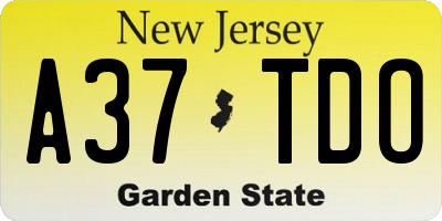 NJ license plate A37TDO