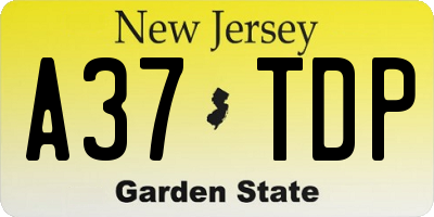 NJ license plate A37TDP