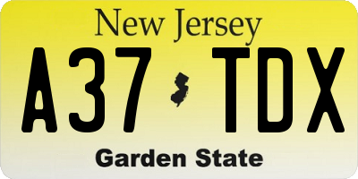 NJ license plate A37TDX