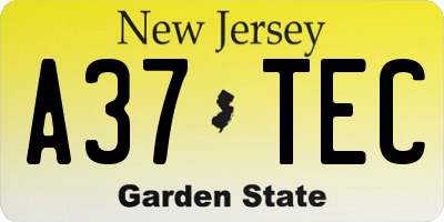 NJ license plate A37TEC