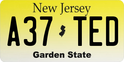NJ license plate A37TED