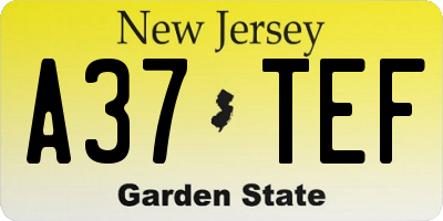 NJ license plate A37TEF