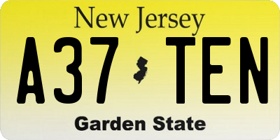 NJ license plate A37TEN