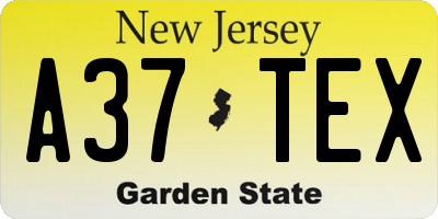 NJ license plate A37TEX