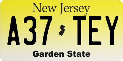 NJ license plate A37TEY