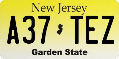 NJ license plate A37TEZ
