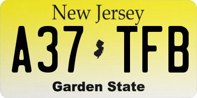 NJ license plate A37TFB