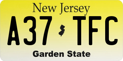 NJ license plate A37TFC