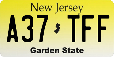 NJ license plate A37TFF