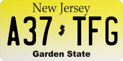 NJ license plate A37TFG