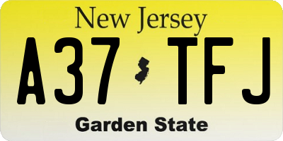 NJ license plate A37TFJ