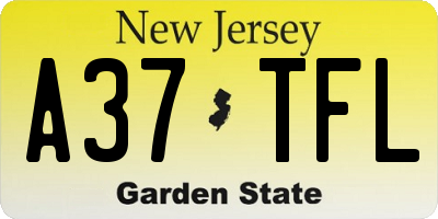 NJ license plate A37TFL