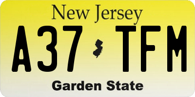 NJ license plate A37TFM