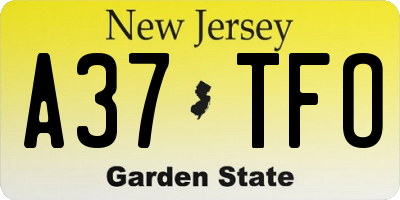 NJ license plate A37TFO
