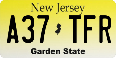 NJ license plate A37TFR