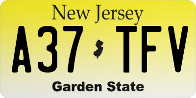 NJ license plate A37TFV