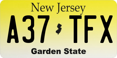 NJ license plate A37TFX
