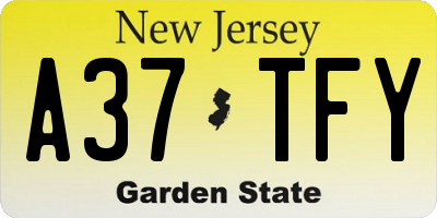 NJ license plate A37TFY
