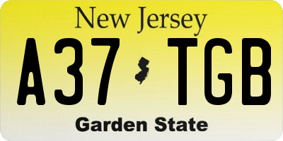NJ license plate A37TGB
