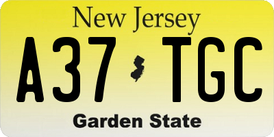 NJ license plate A37TGC