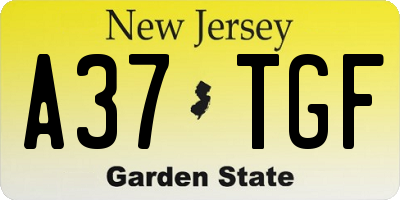 NJ license plate A37TGF
