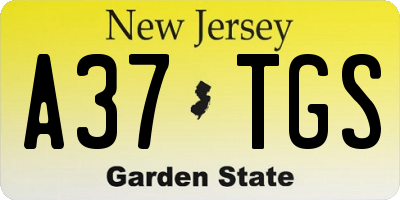 NJ license plate A37TGS