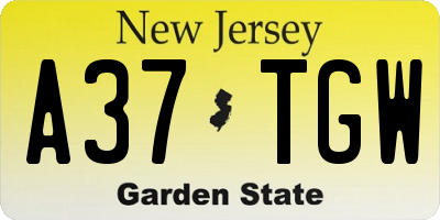 NJ license plate A37TGW