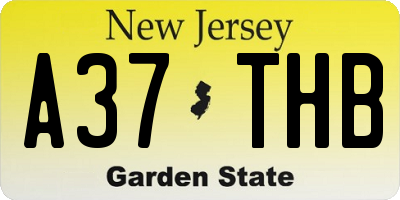NJ license plate A37THB