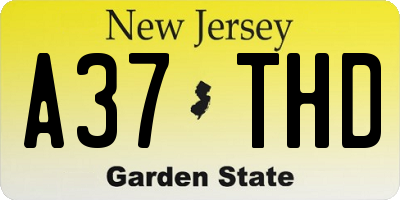 NJ license plate A37THD