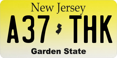 NJ license plate A37THK