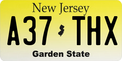 NJ license plate A37THX