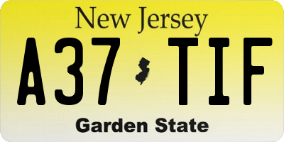 NJ license plate A37TIF