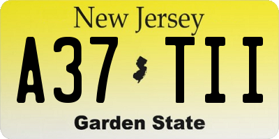 NJ license plate A37TII
