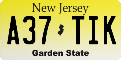 NJ license plate A37TIK