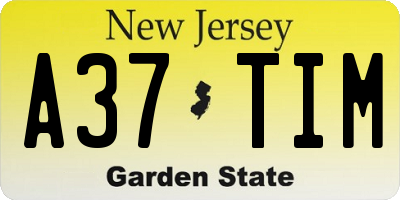 NJ license plate A37TIM