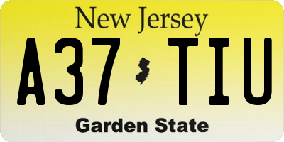 NJ license plate A37TIU