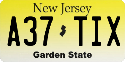 NJ license plate A37TIX
