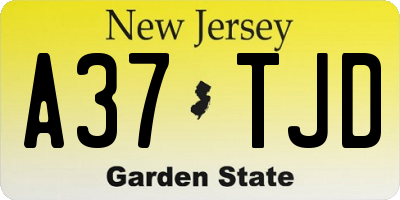 NJ license plate A37TJD