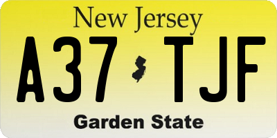 NJ license plate A37TJF