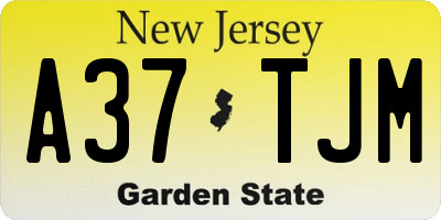 NJ license plate A37TJM