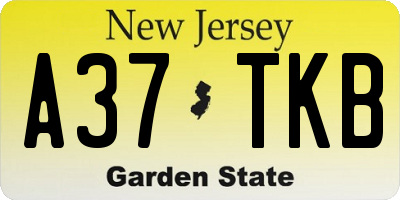 NJ license plate A37TKB