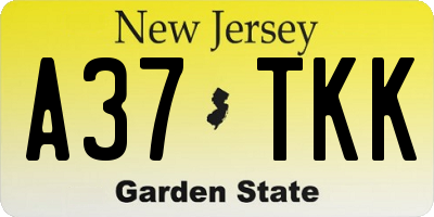 NJ license plate A37TKK