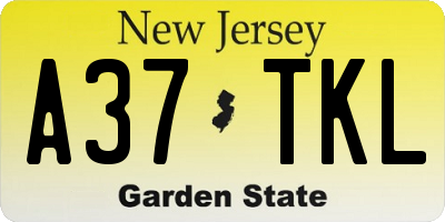 NJ license plate A37TKL